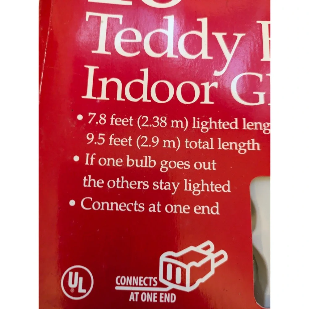 Teddy Bear 10 Glass Indoor‎ Light Set - Holiday Time Indoor String Lights